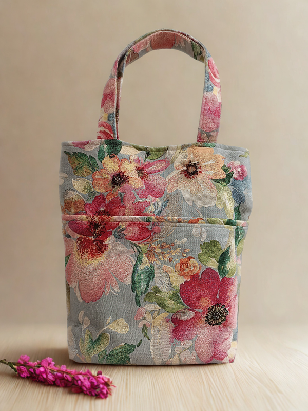 Floral jacquard shopper