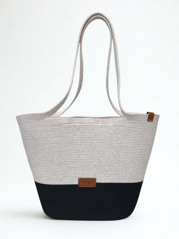 Handtasche Yolo Kordelzauber DuoColor Schwarz-Weiß Maxi