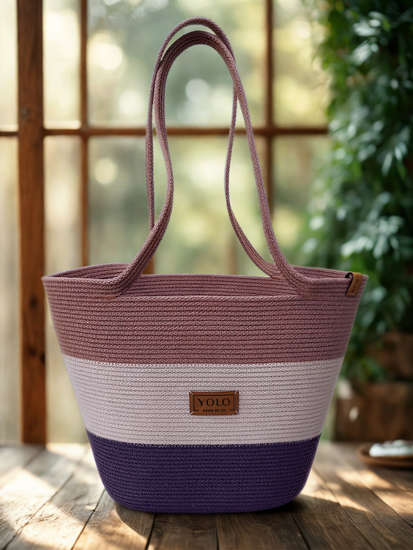 Yolo Cord Magic TriColor Violet Midi Handbag
