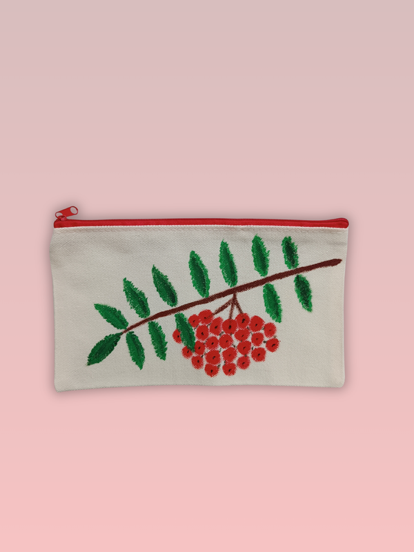 Hand-painted canvas cosmetic bag