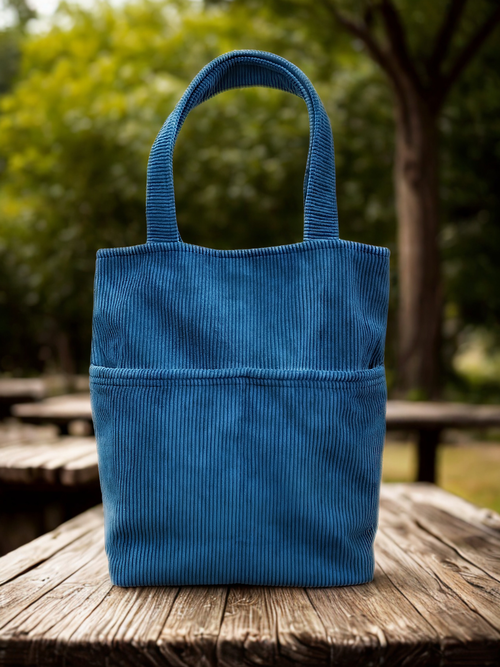 Blue corduroy shopper