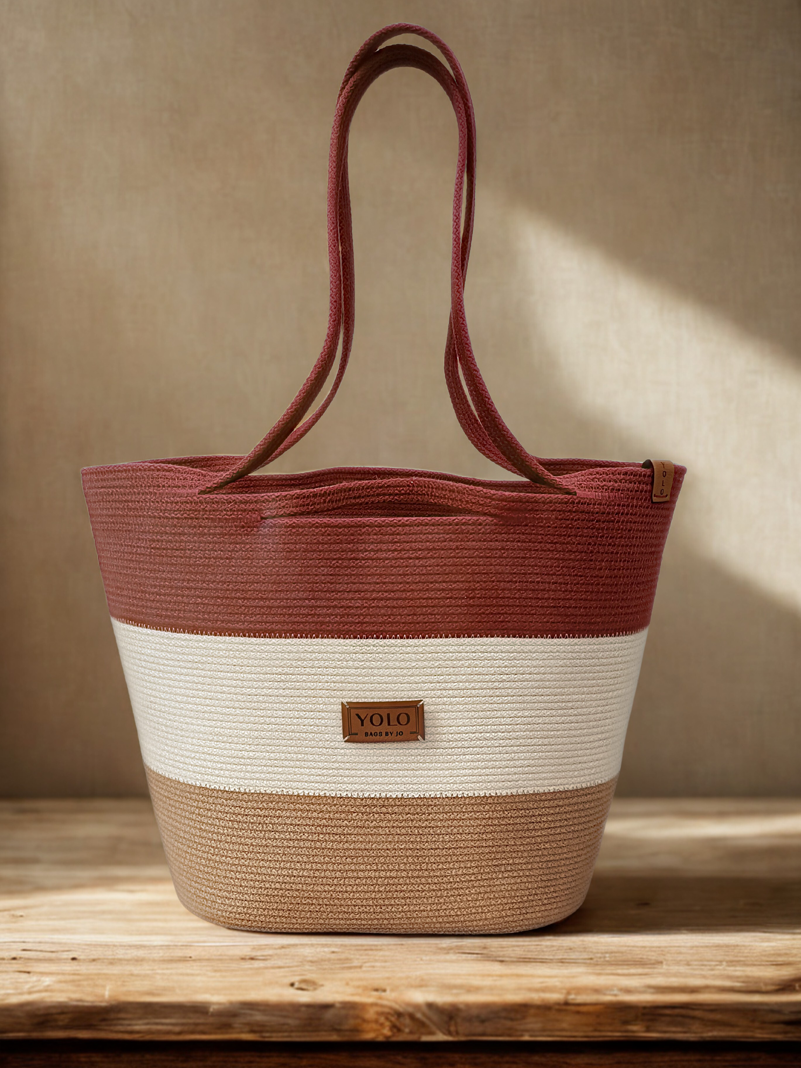 Yolo Cord Magic TriColor Bordeaux Maxi Handbag