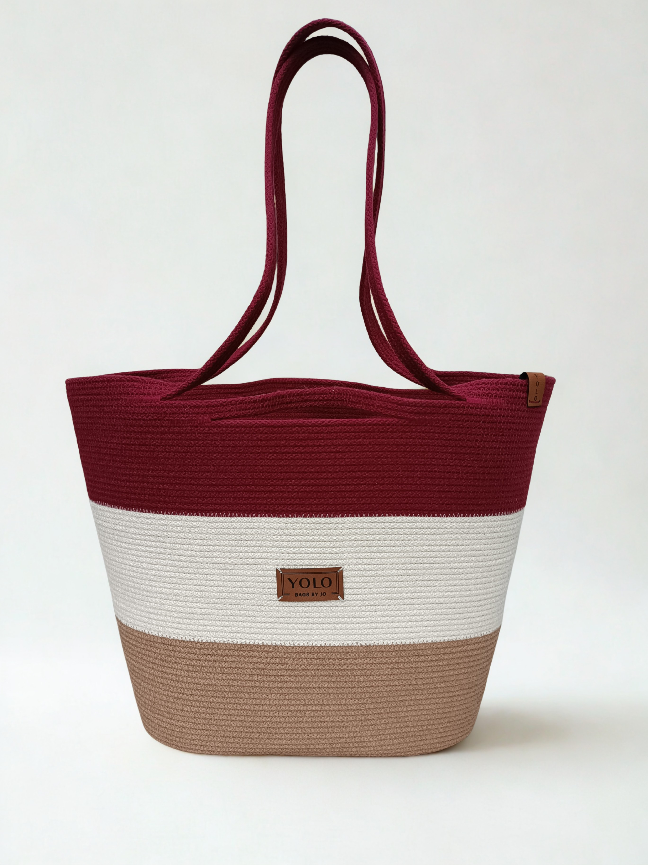 Yolo Cord Magic TriColor Bordeaux Maxi Handbag