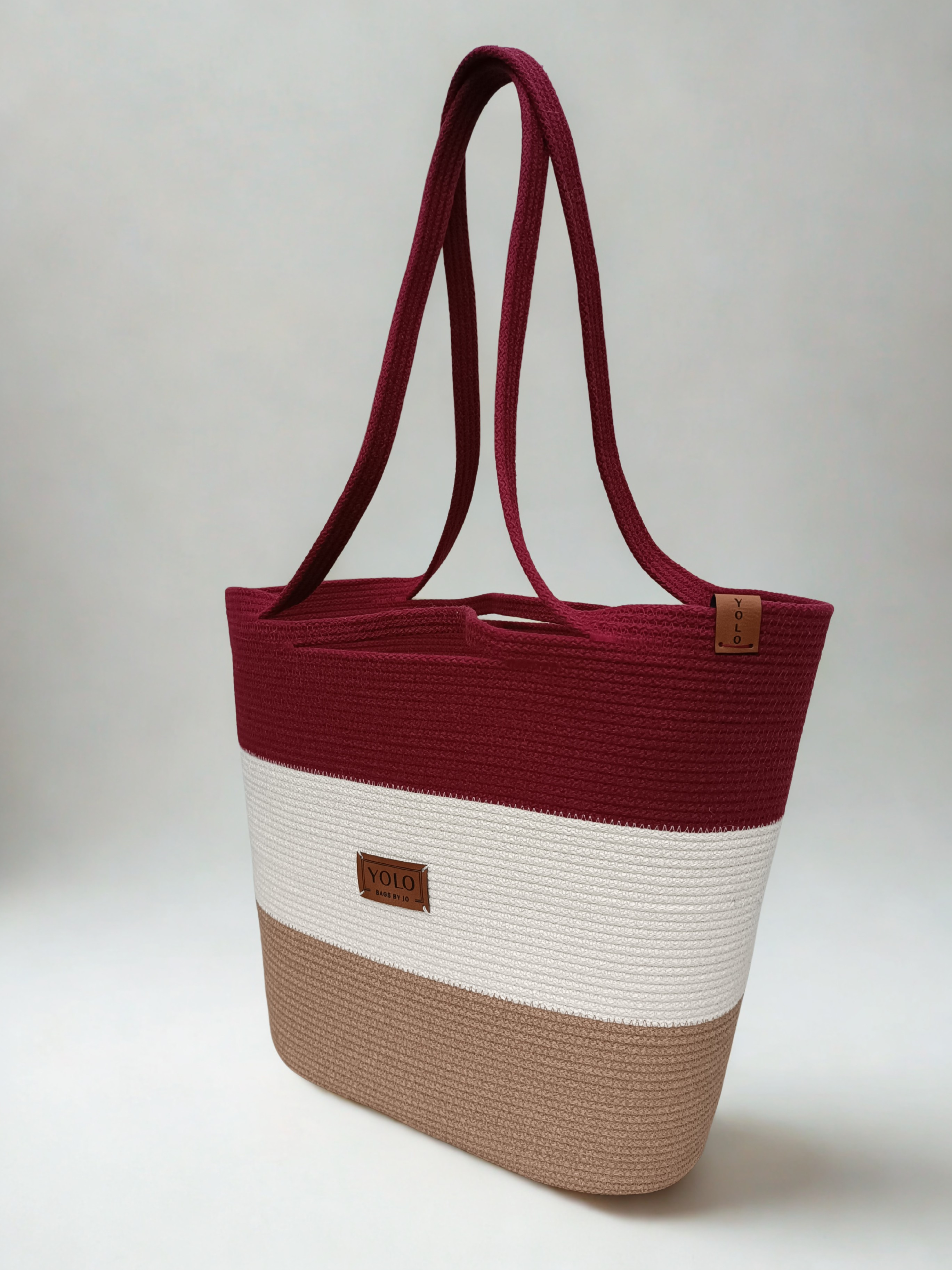 Yolo Cord Magic TriColor Bordeaux Maxi Handbag