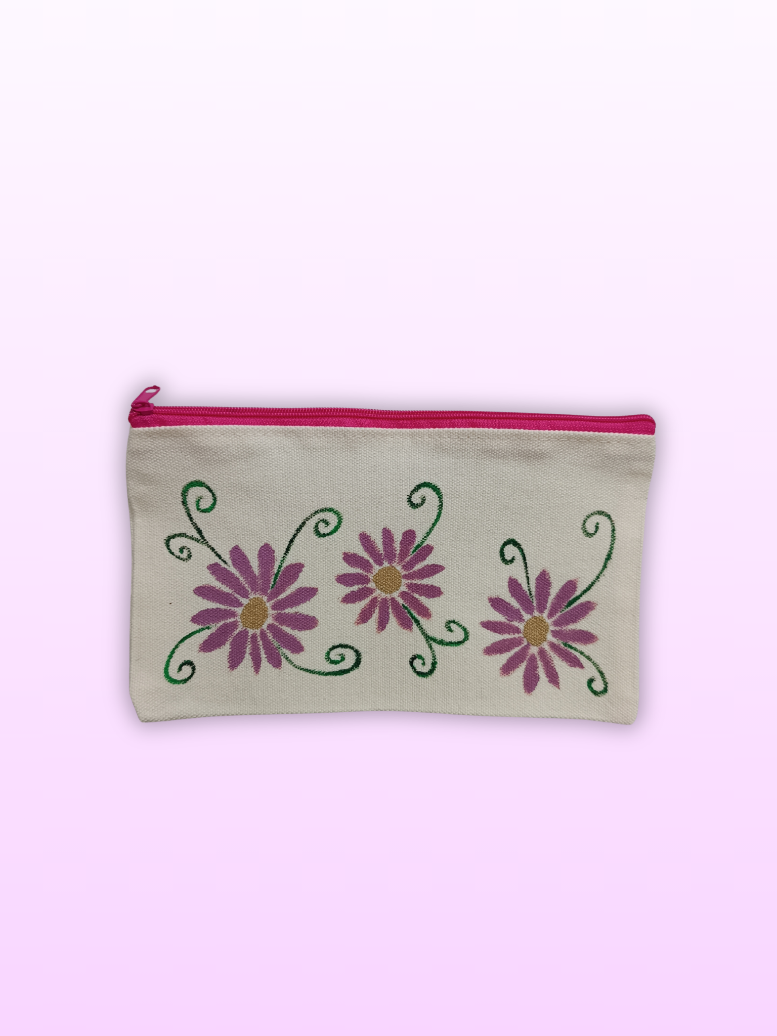 Hand-painted canvas cosmetic bag