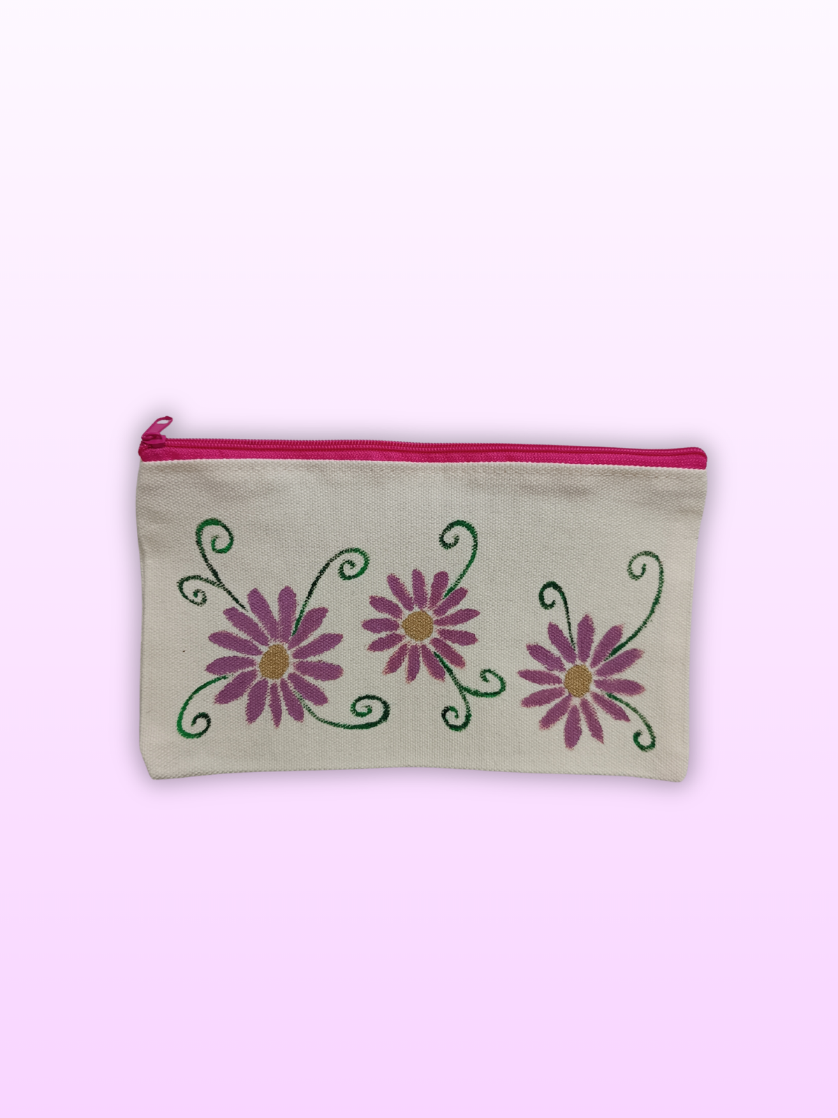 Hand-painted canvas cosmetic bag
