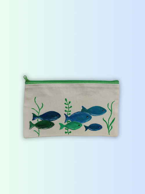 Hand-painted canvas cosmetic bag