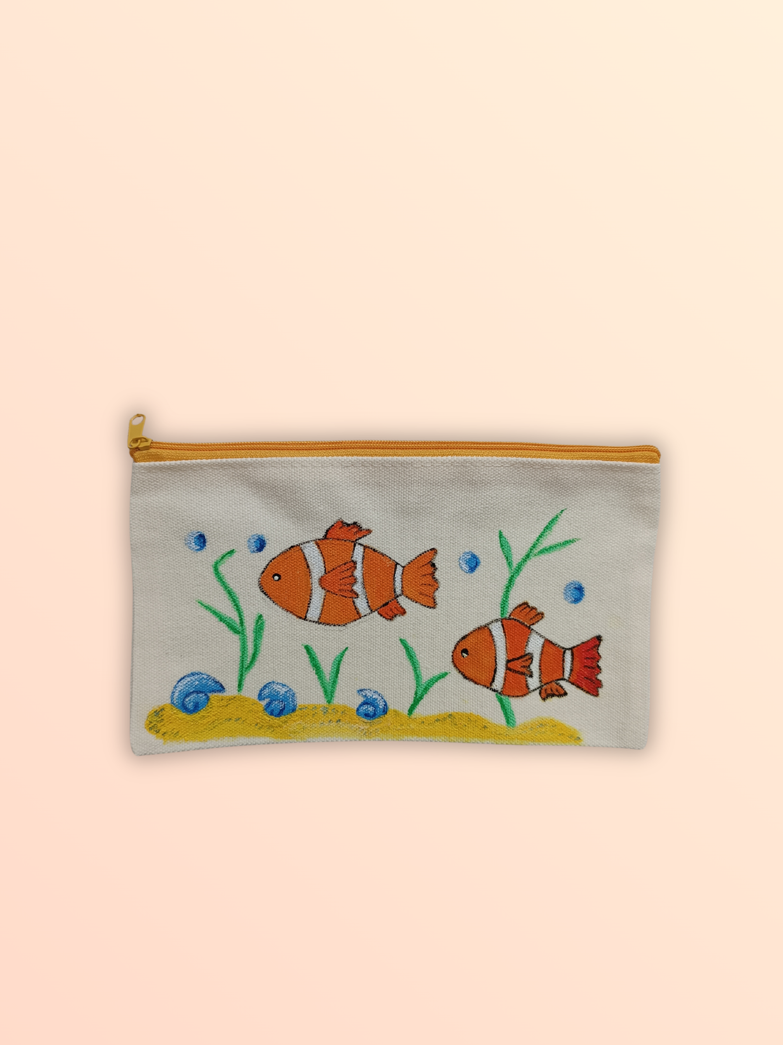 Hand-painted canvas cosmetic bag