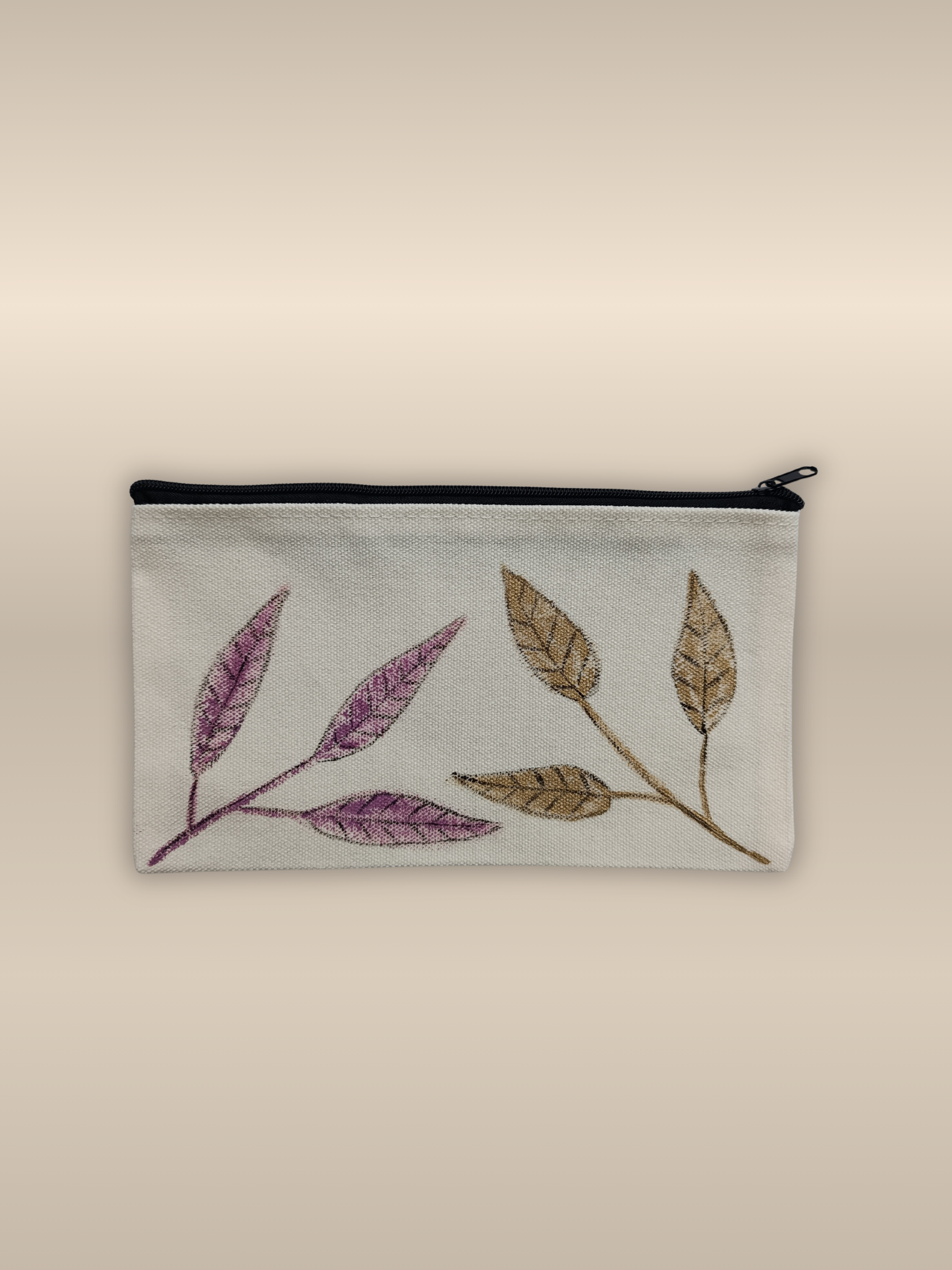Hand-painted canvas cosmetic bag