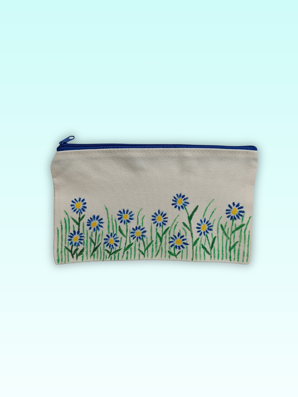 Hand-painted canvas cosmetic bag