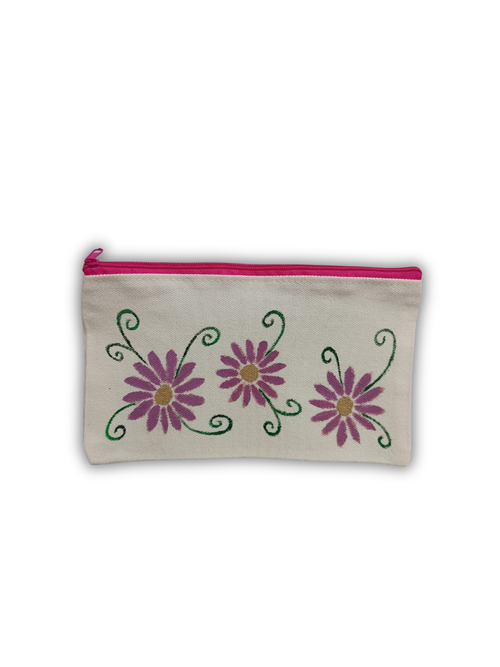 Hand-painted canvas cosmetic bag