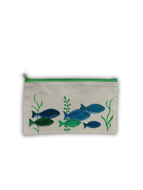 Hand-painted canvas cosmetic bag