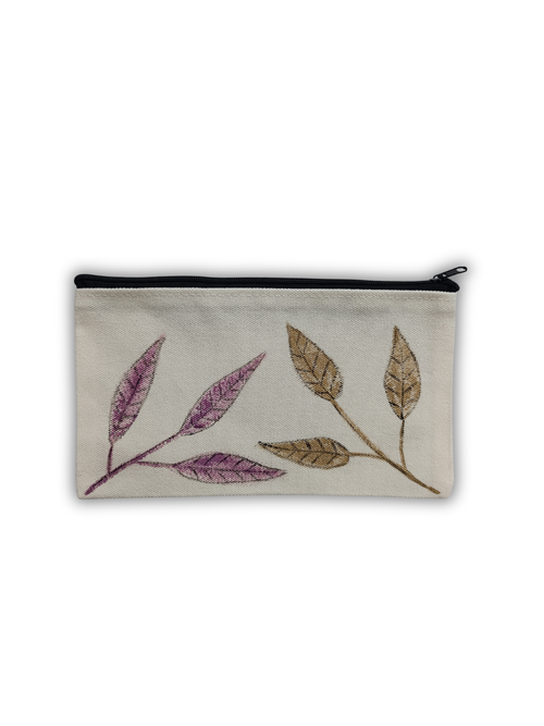 Hand-painted canvas cosmetic bag