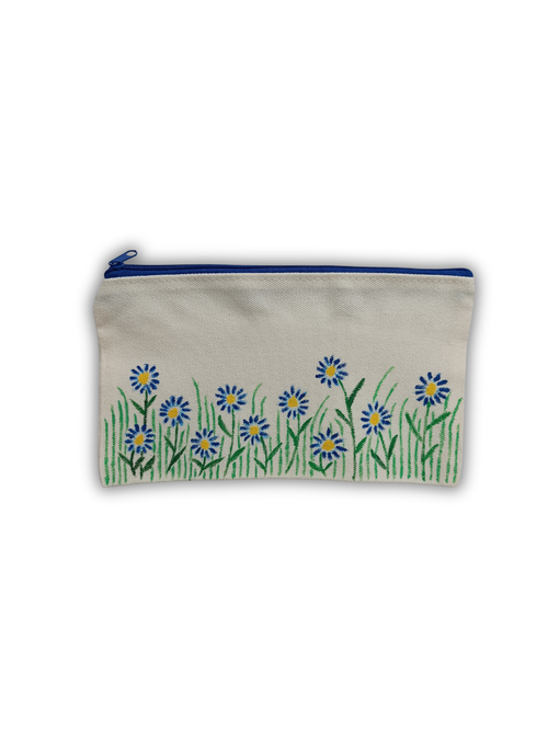 Hand-painted canvas cosmetic bag